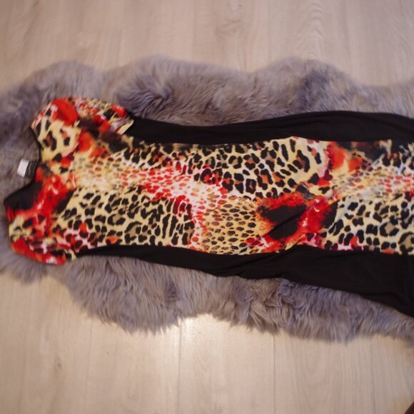 Vintage Animal Print Dress By Modes Crystal Fashions - Picture 1 of 7